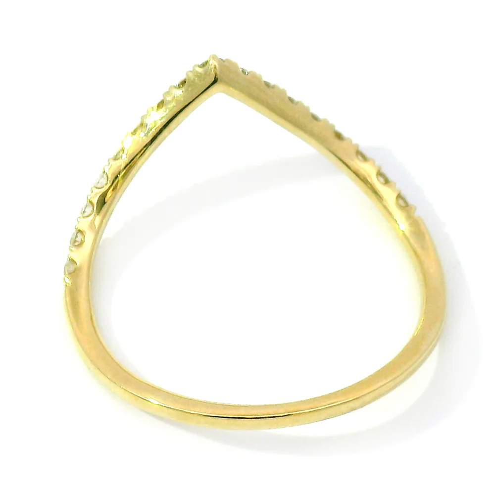 Yellow Gold & Diamond Contour Band - "Chevron" - Image 6