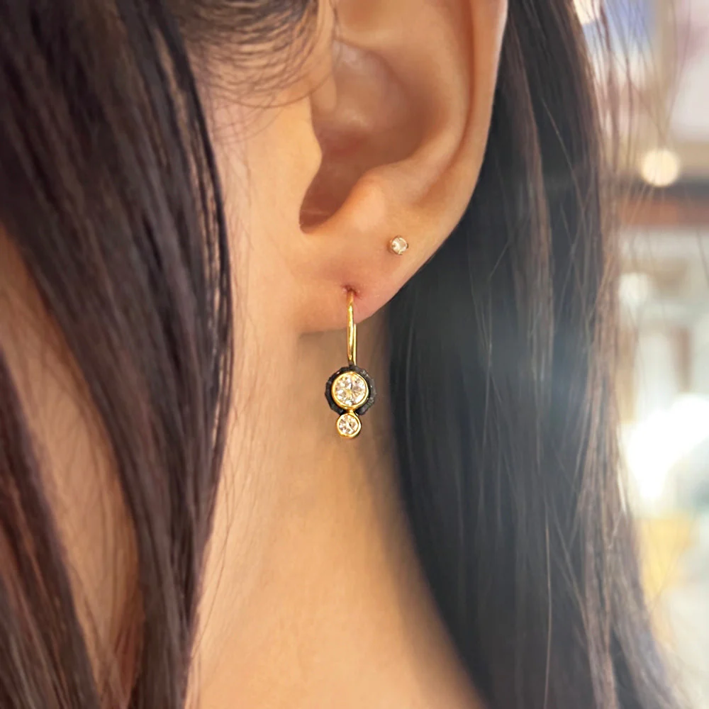 Yellow Gold Diamond Drop Earrings - "Chroma" - Image 3