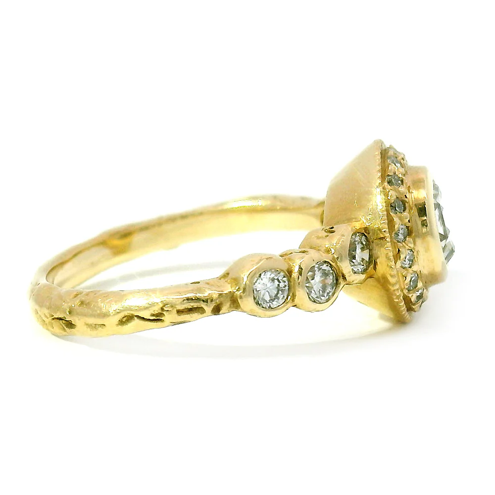 Rose Cut Diamond Halo Engagement Ring - "Bubble" - Image 5