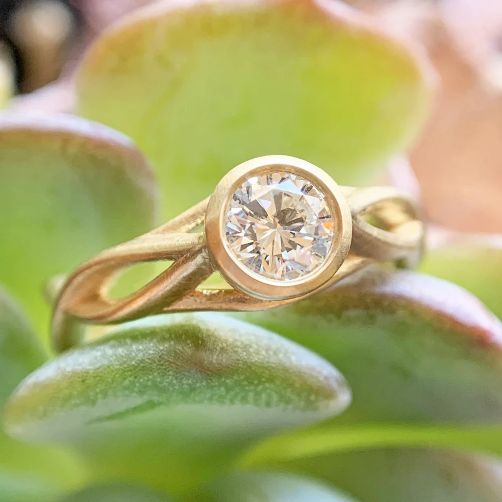 Yellow Gold Diamond Engagement Ring - "Summer Vines" - Image 2