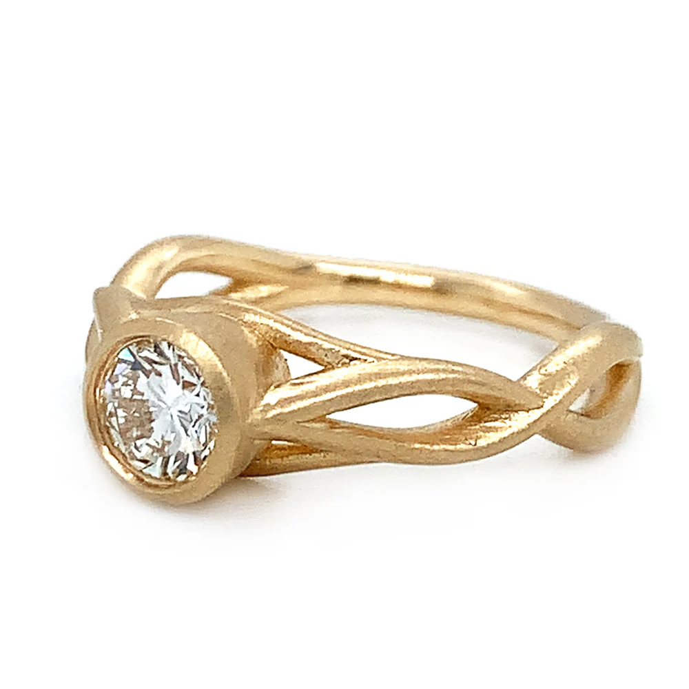 Yellow Gold Diamond Engagement Ring - "Summer Vines" - Image 3