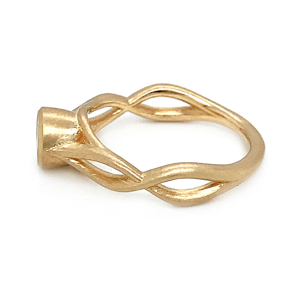 Yellow Gold Diamond Engagement Ring - "Summer Vines" - Image 4