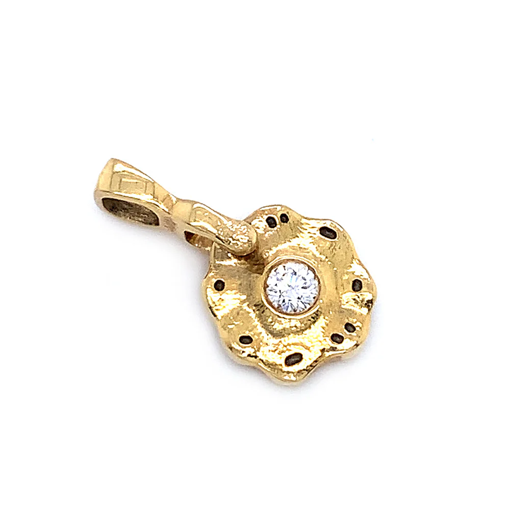 Yellow Gold & Diamond Pendant - "Flora" - Image 5