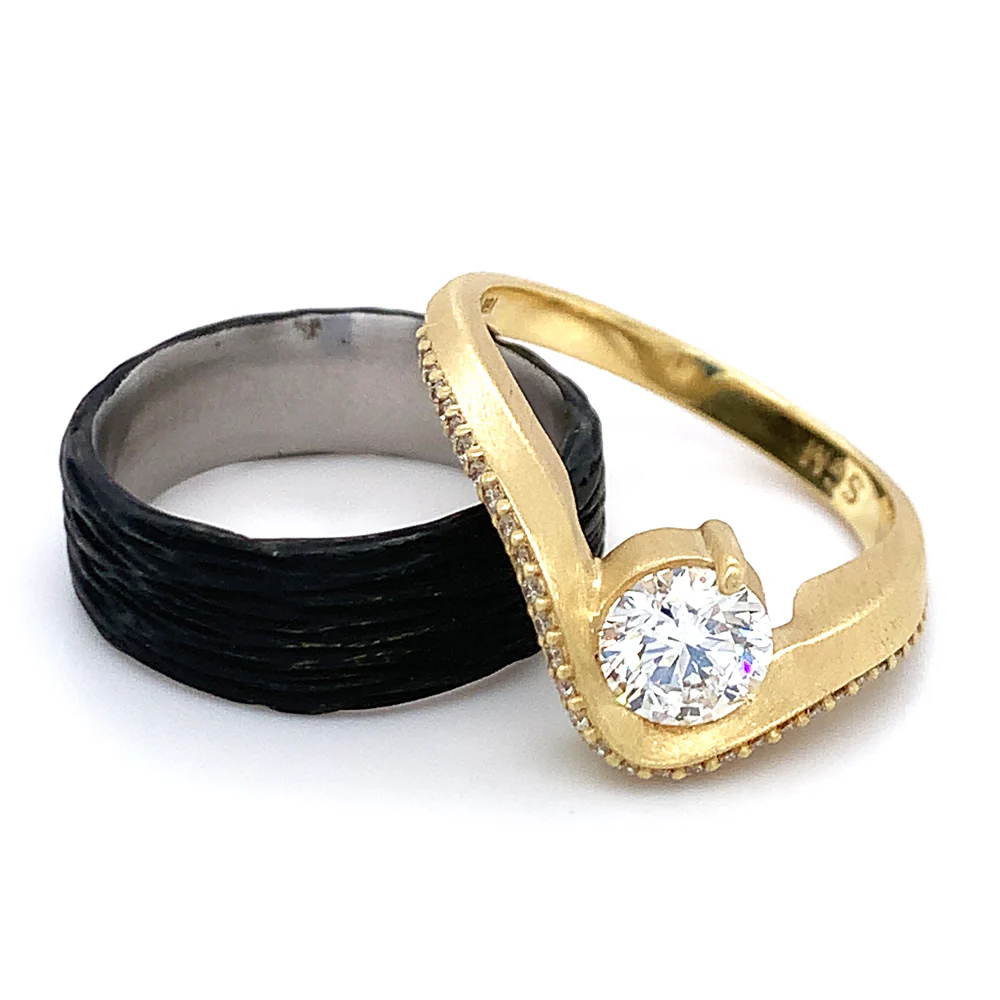 Lab Grown & Natural Diamond Ring - "Graceful Arc" - Image 11