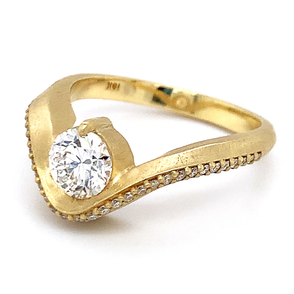Lab Grown & Natural Diamond Ring - "Graceful Arc" - Image 13