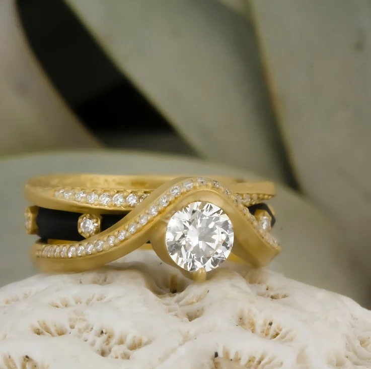 Lab Grown & Natural Diamond Ring - "Graceful Arc" - Image 14