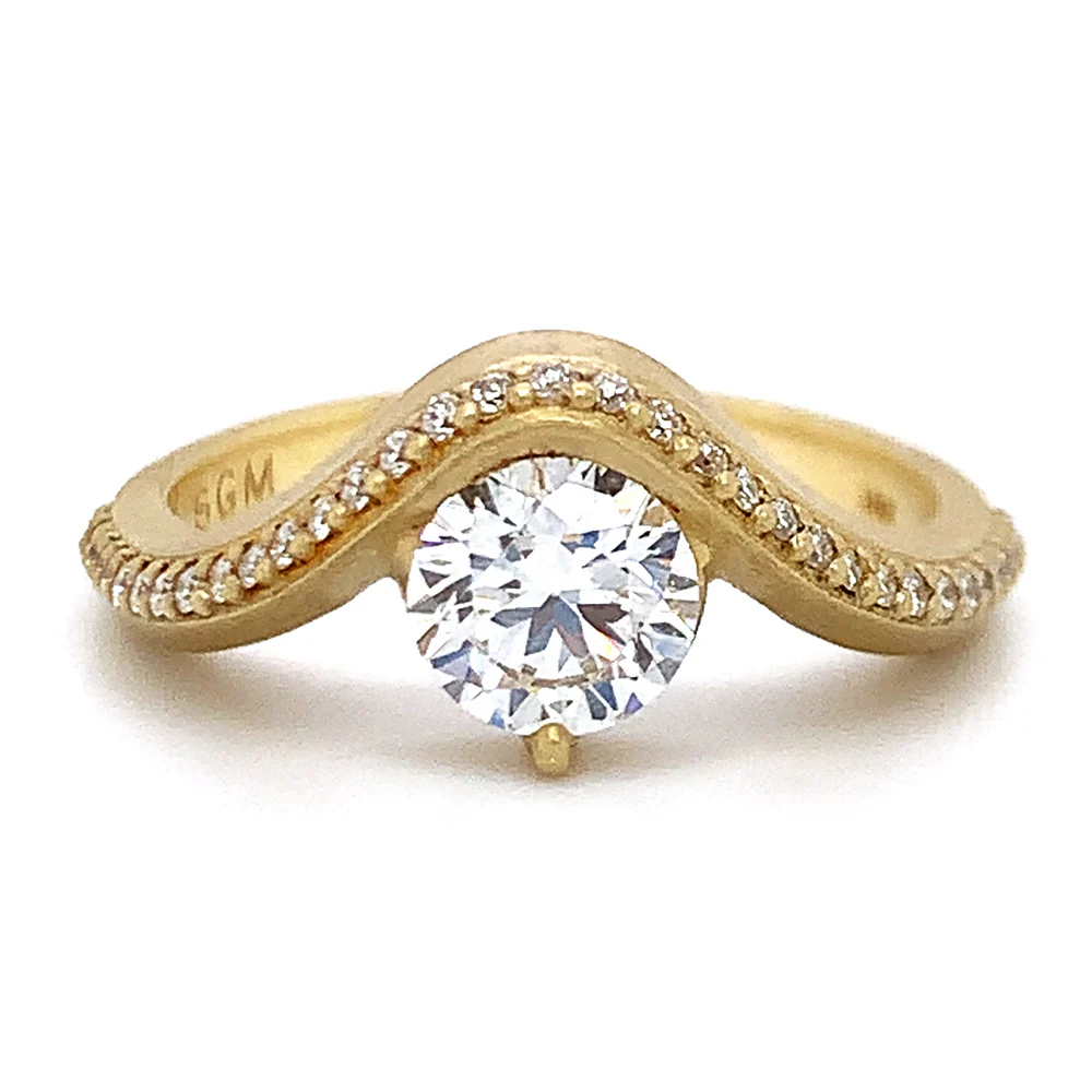 Lab Grown & Natural Diamond Ring - "Graceful Arc" - Image 4