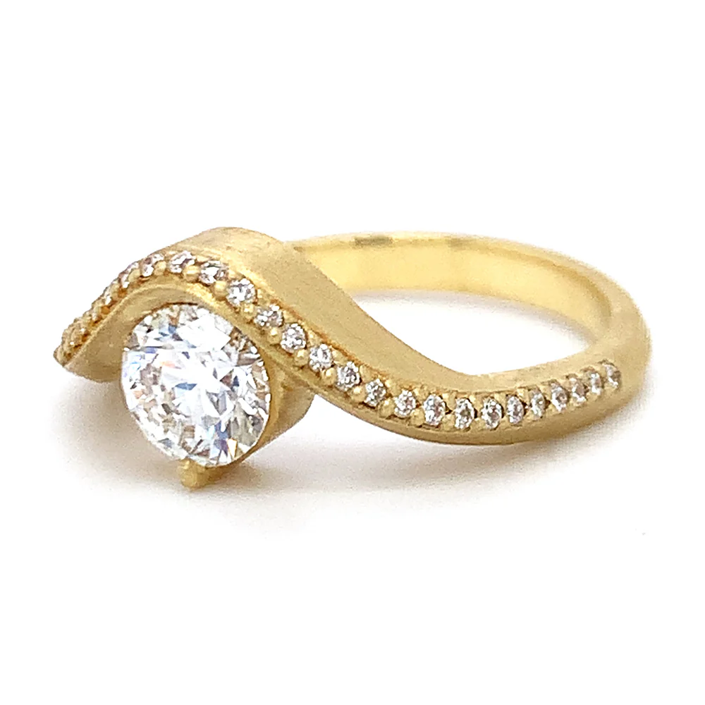 Lab Grown & Natural Diamond Ring - "Graceful Arc" - Image 5