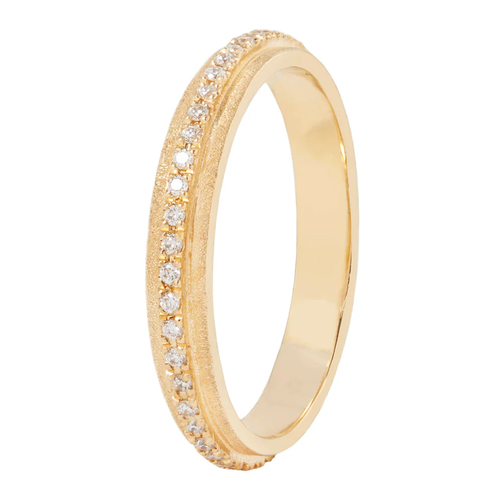 Yellow Gold & Diamond Stepped Eternity Band - "Papyrus" - Image 3