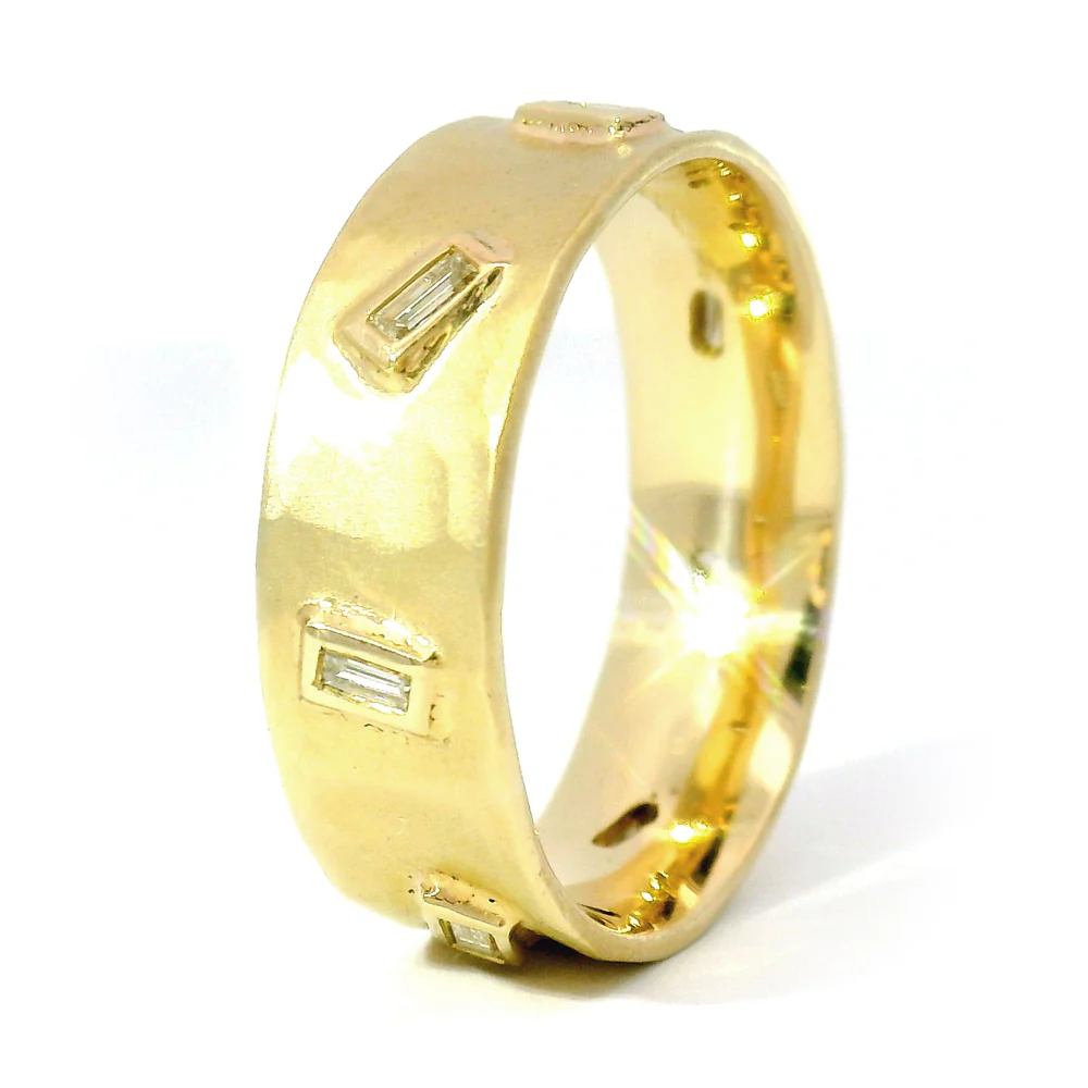 Baguette Diamond Concave Band - "Vale" - Image 2