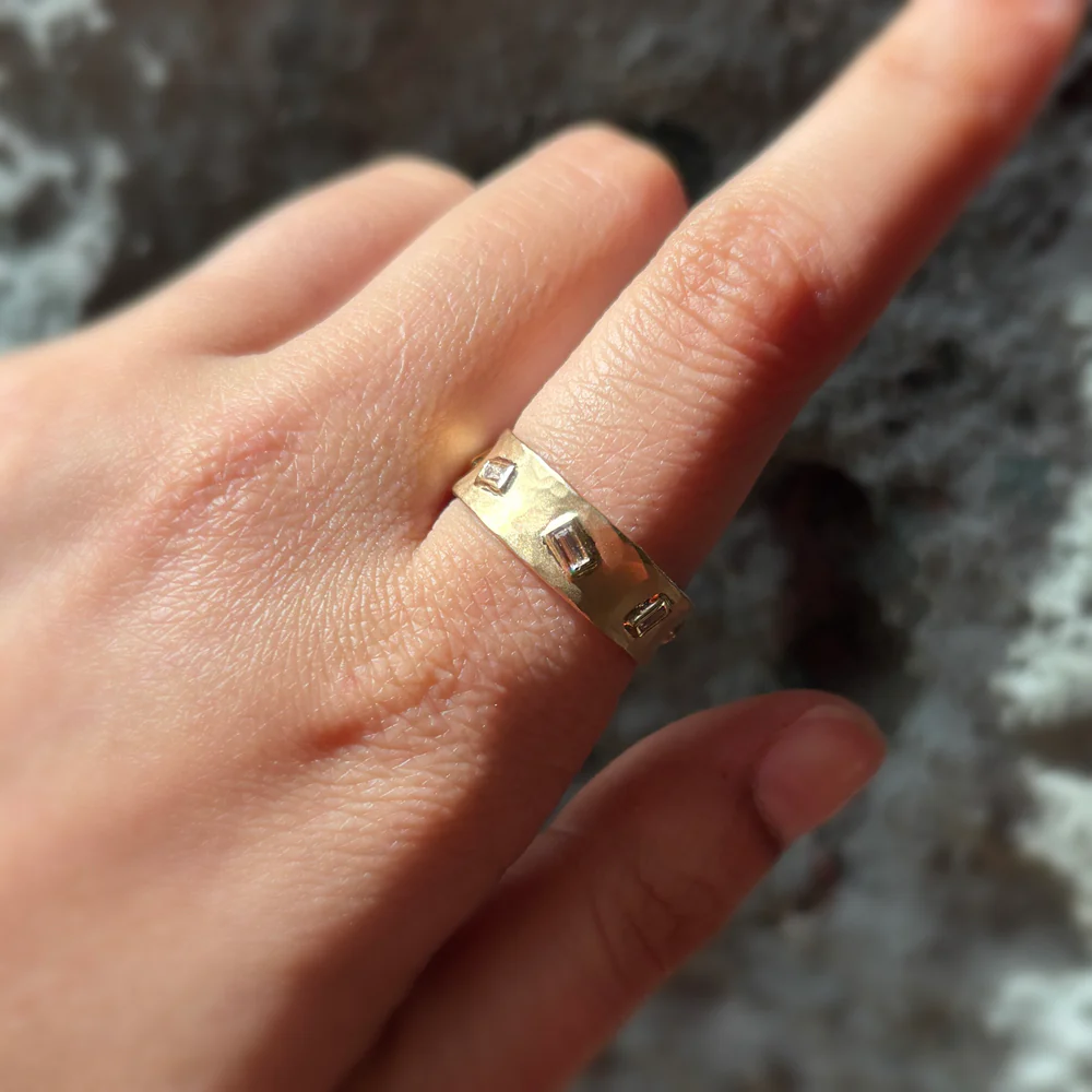 Baguette Diamond Concave Band - "Vale" - Image 5