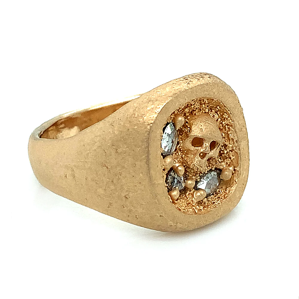 Yellow Gold & Dimond Signet Ring - "Herculaneum" - Image 4