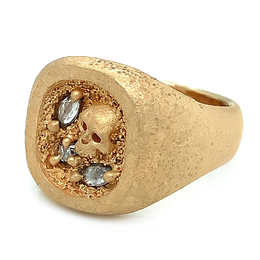 Yellow Gold & Dimond Signet Ring - "Herculaneum" - Image 5