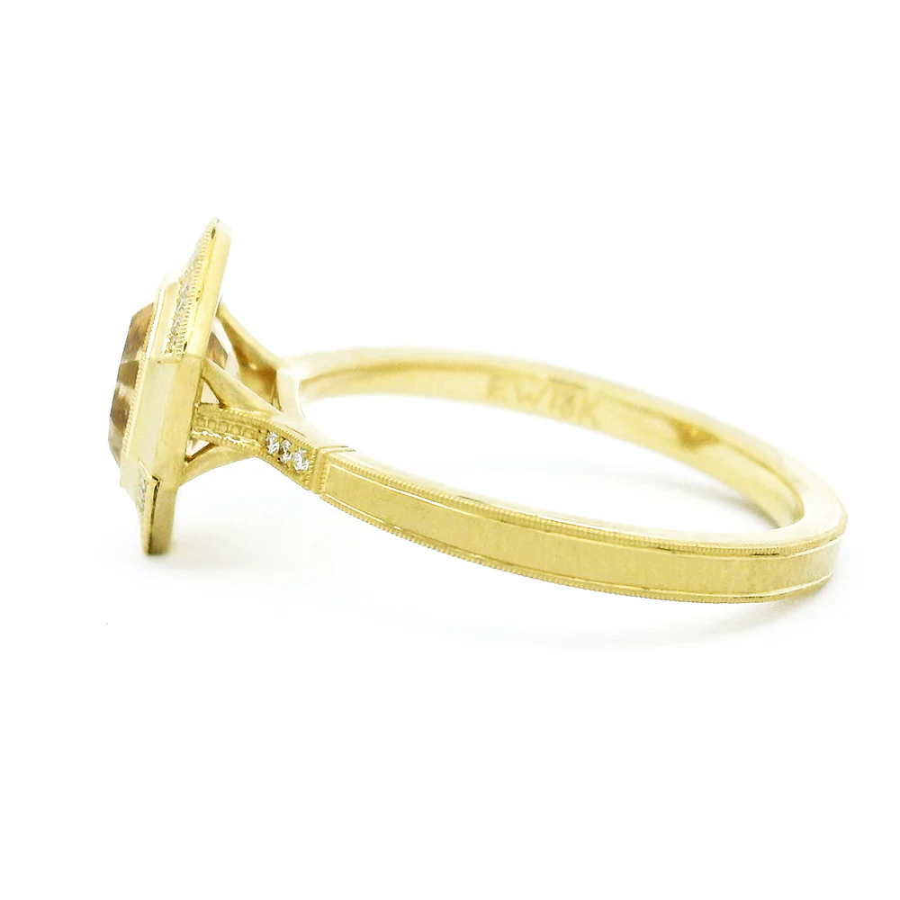 Modified Octagonal Step Cut Diamond Engagement Ring - "Georgia Halo" - Image 4
