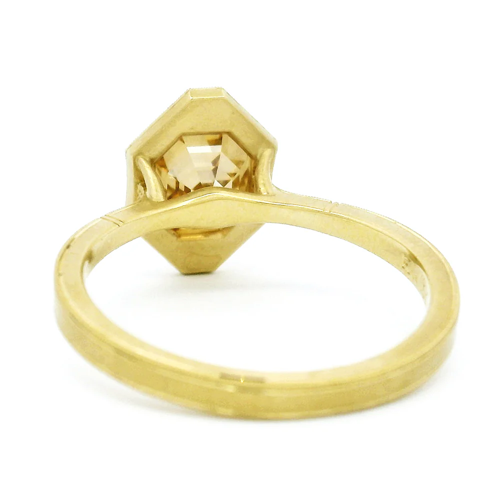 Modified Octagonal Step Cut Diamond Engagement Ring - "Georgia Halo" - Image 5