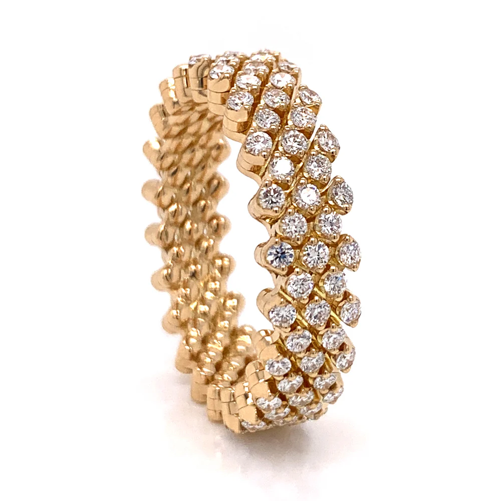18K Yellow Gold Five Row Expandable Brevetto Diamond Ring - Image 2