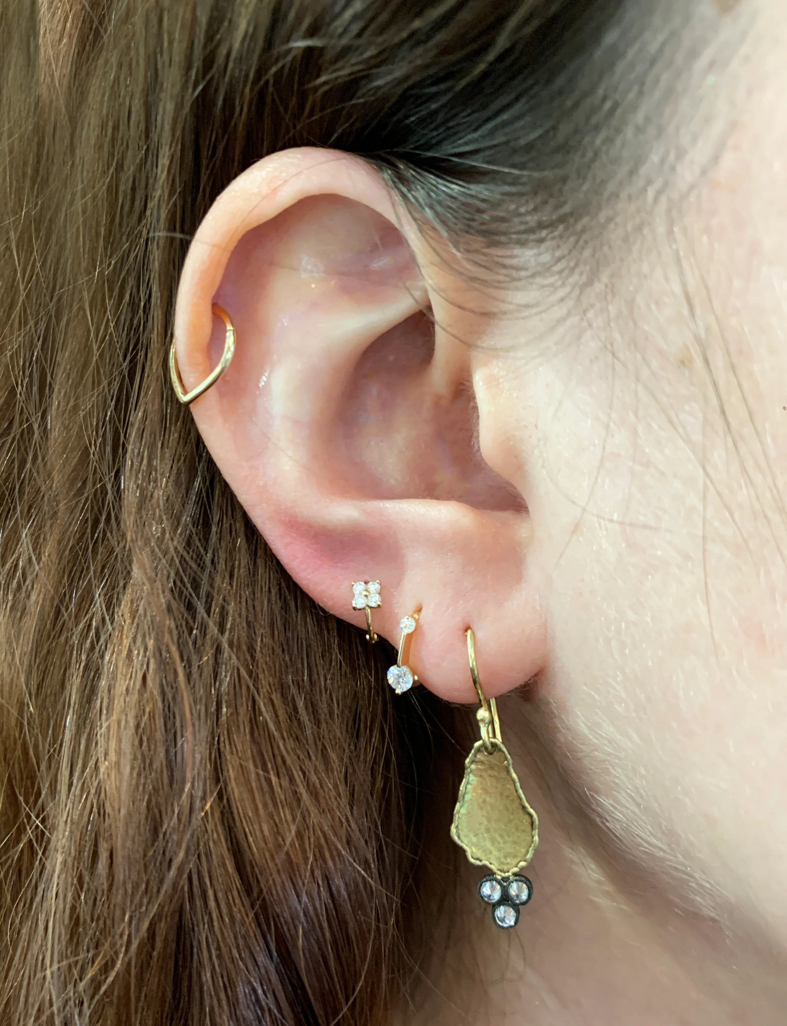 Inverted Diamond Dangle Earrings - "Bekimi" - Image 3