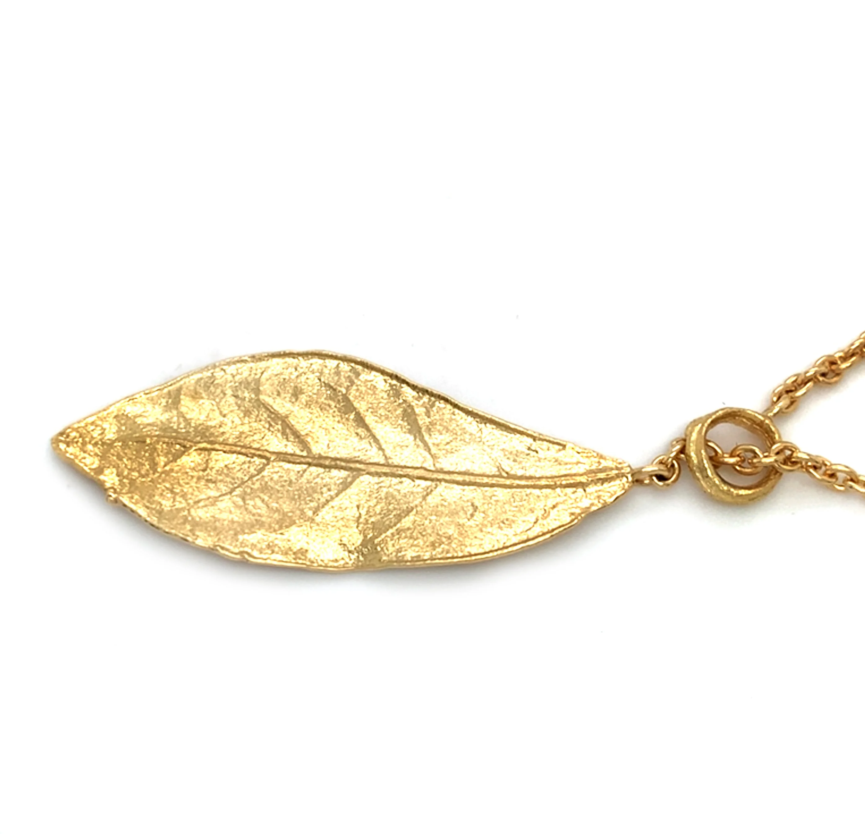 Yellow Gold Lariat Necklace - "Southern Oak & Briar Leaf" - Image 5