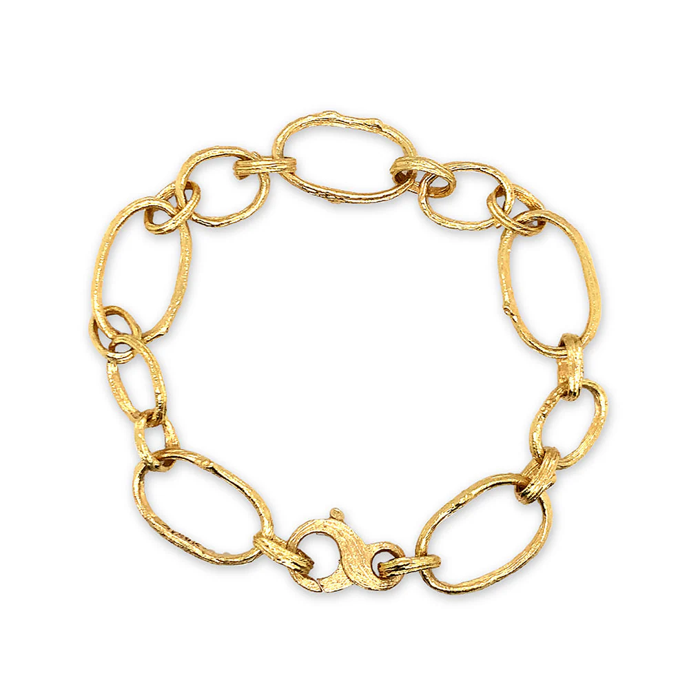 Yellow Gold Link Bracelet "Olive Branch" - Image 4