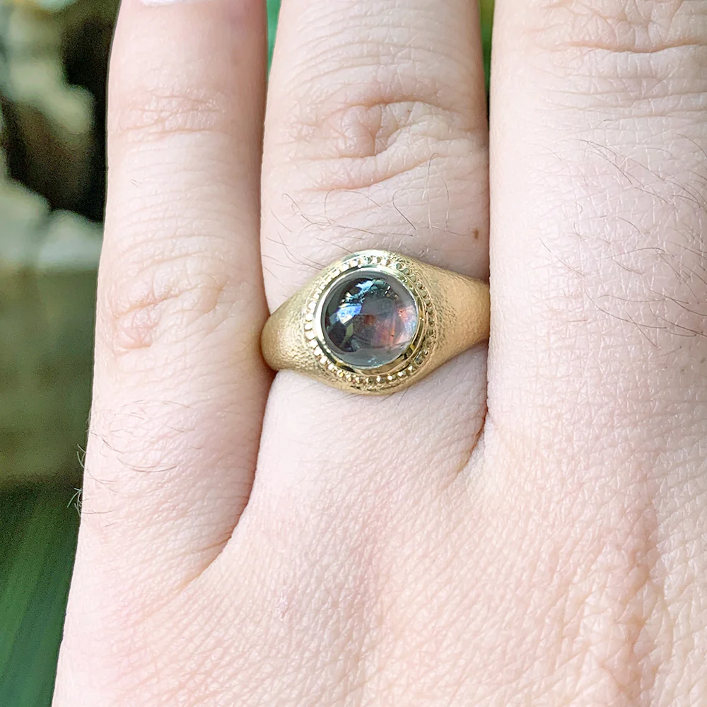 Yellow Gold & Montana Sapphire Ring - "Battle Royale" - Image 7