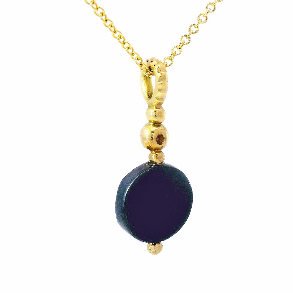 Yellow Gold & Oxidized Silver Rainbow Moonstone Necklace - "Galactic Elixir" - Image 4
