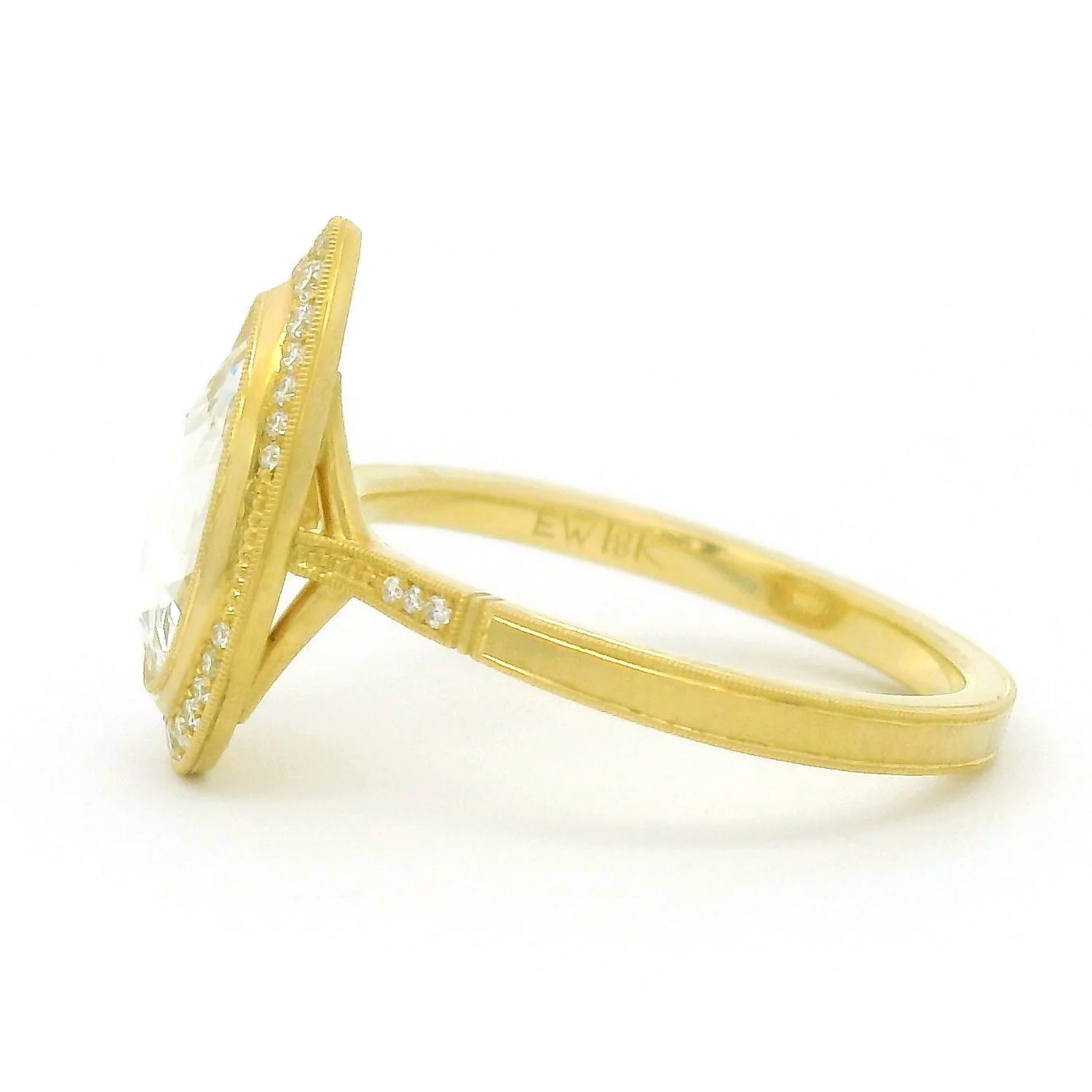 Pear Shaped Rose Cut Diamond Engagement Ring - "Virginia Halo" - Image 4
