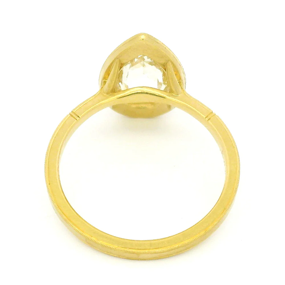 Pear Shaped Rose Cut Diamond Engagement Ring - "Virginia Halo" - Image 5