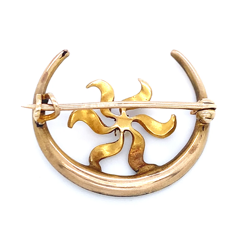 Yellow Gold & Pearl Brooch - "Celestial Bloom" - Image 2