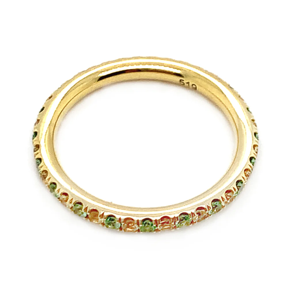 Tsavorite Garnet & Yellow Sapphire Ring - "Clover Sun" - Image 3
