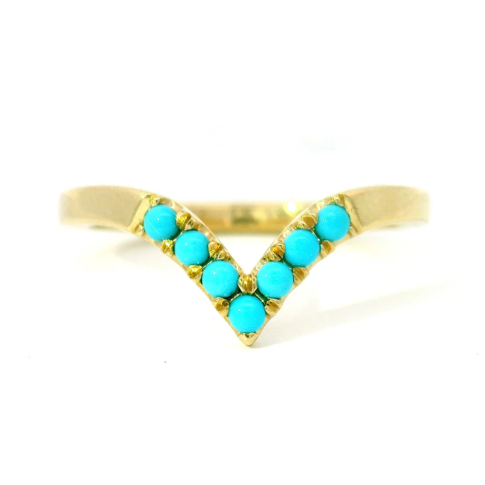 Turquoise & Yellow Gold Contour Band - "Sante Fe Nights"
