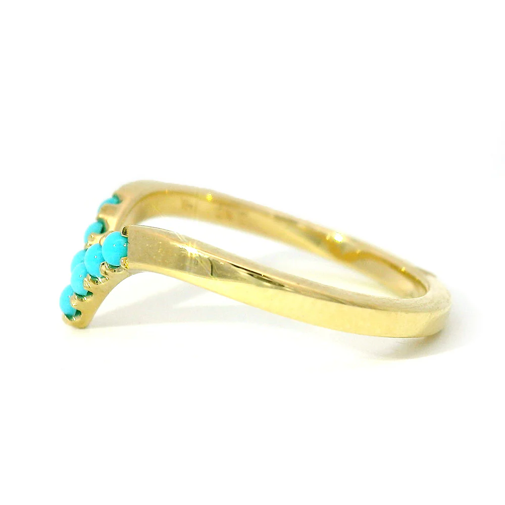 Turquoise & Yellow Gold Contour Band - "Sante Fe Nights" - Image 4