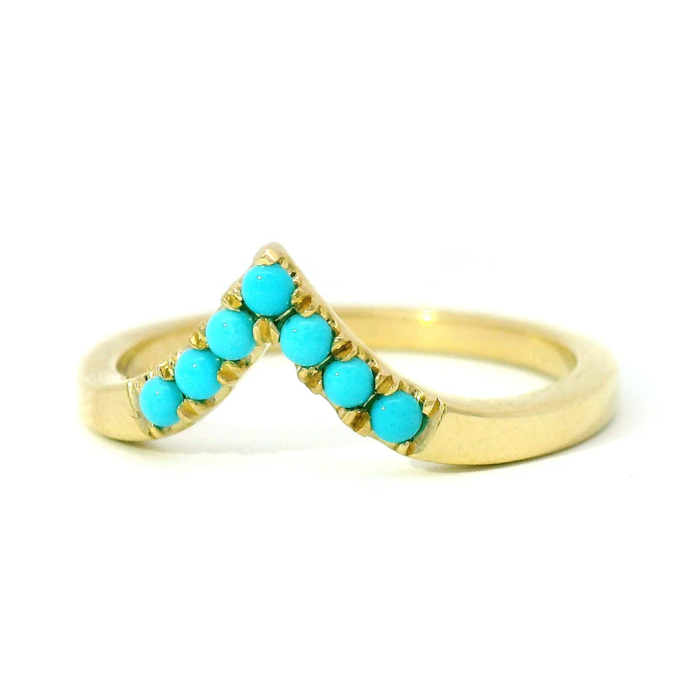Turquoise & Yellow Gold Contour Band - "Sante Fe Nights" - Image 6