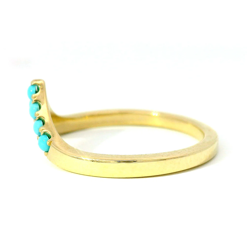 Turquoise & Yellow Gold Contour Band - "Sante Fe Nights" - Image 7