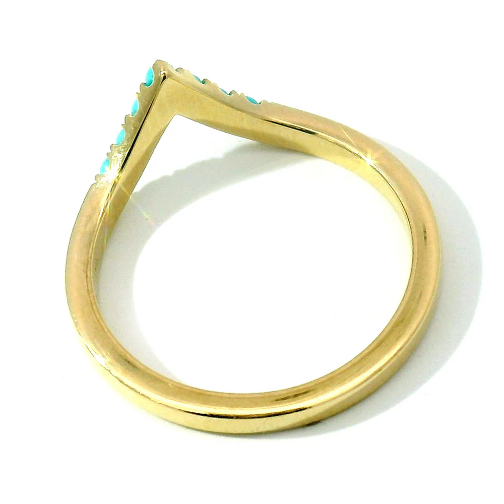 Turquoise & Yellow Gold Contour Band - "Sante Fe Nights" - Image 8