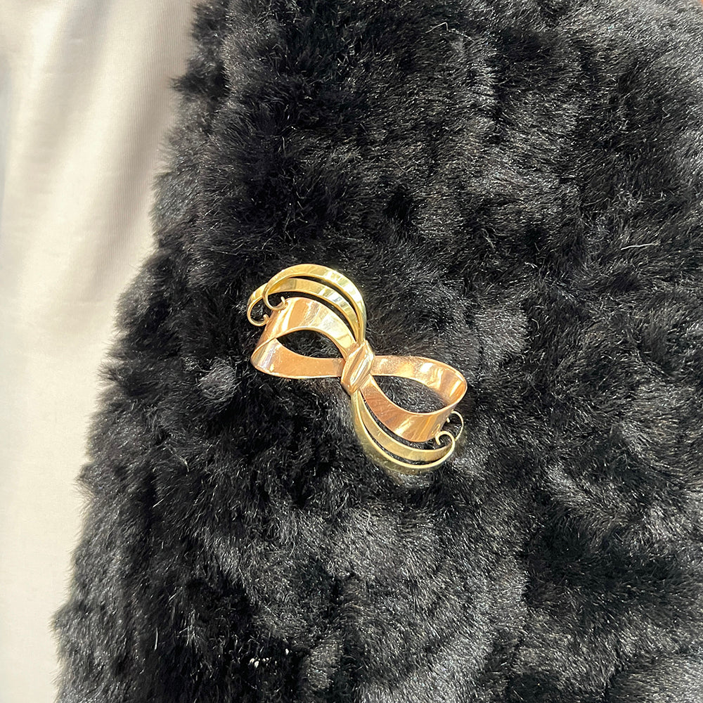 Yellow & Rose Gold Bow Brooch - Image 3