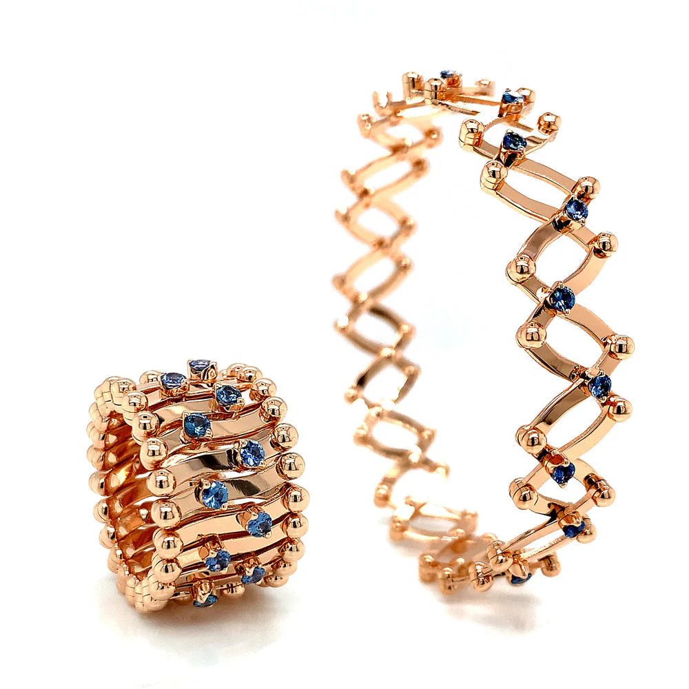 Yogo Sapphire & 18K Rose Gold Brevetto Ring-to-Bracelet - Image 2