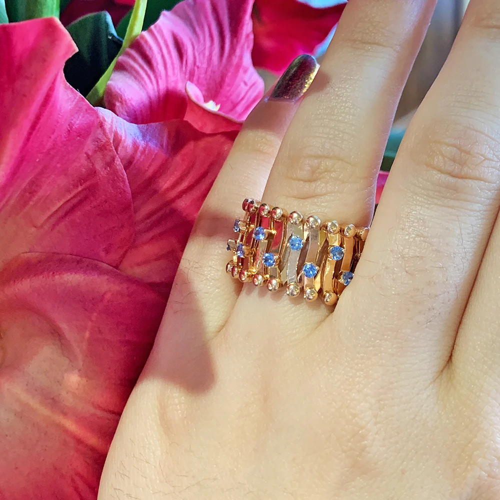 Yogo Sapphire & 18K Rose Gold Brevetto Ring-to-Bracelet - Image 3