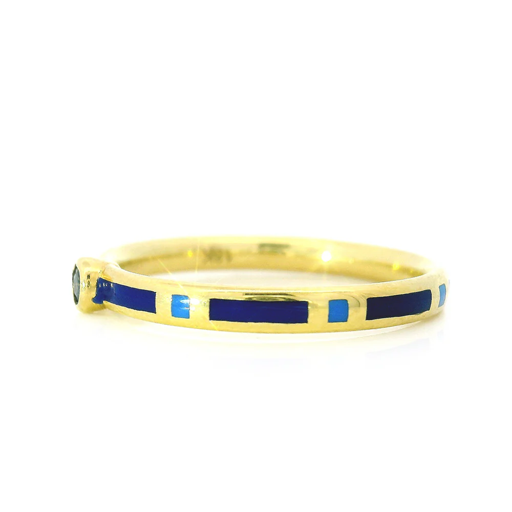 Yogo Sapphire & Enamel Band - "Rock Candy Deep Blue" - Image 4