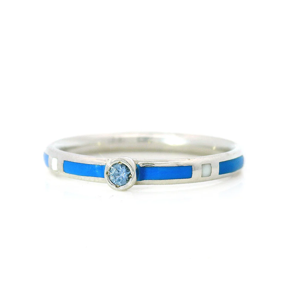 Yogo Sapphire & Enamel Band - "Rock Candy White & Blue" - Image 3