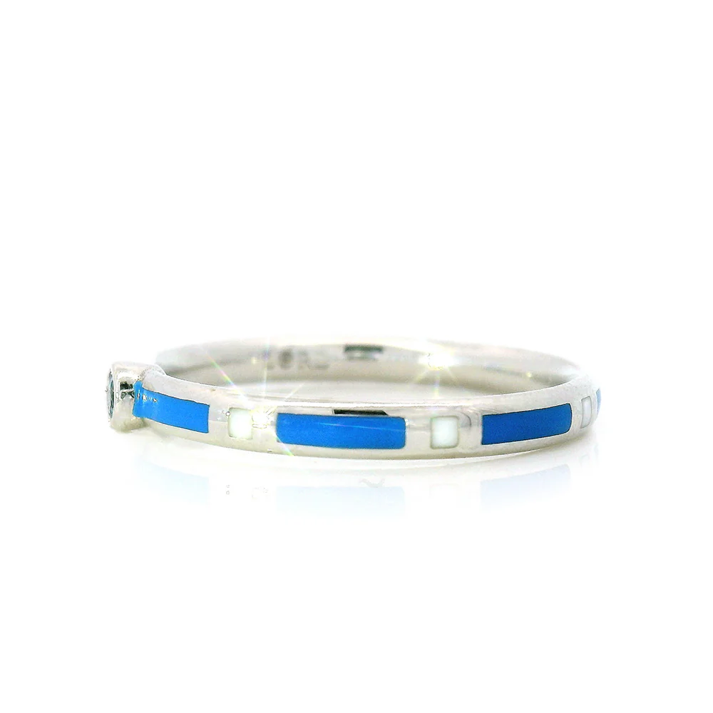 Yogo Sapphire & Enamel Band - "Rock Candy White & Blue" - Image 4