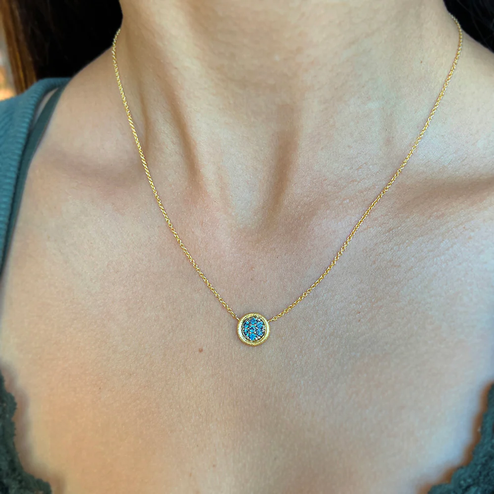 Yogo Sapphire Cluster Necklace - "Mosaic" - Image 2