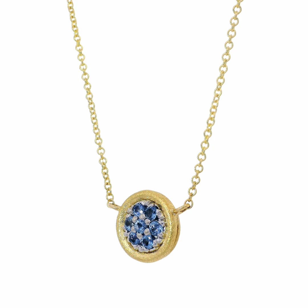 Yogo Sapphire Cluster Necklace - "Mosaic" - Image 3