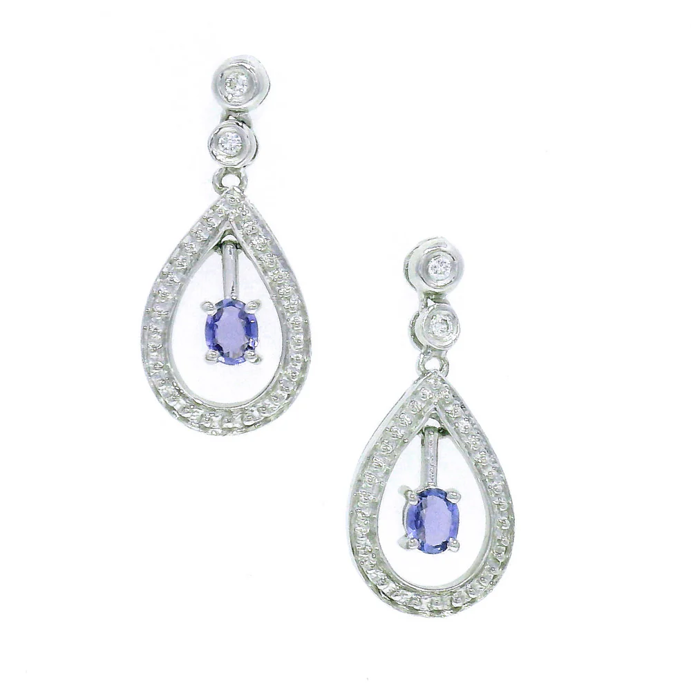 Yogo Sapphire & Diamond Drop Earrings - "Tear Drops"