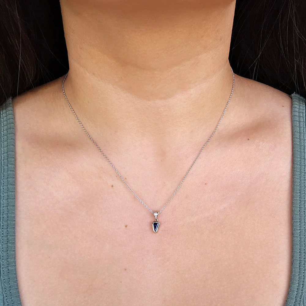 Yogo Sapphire & Diamond Necklace - "Arrow" - Image 2