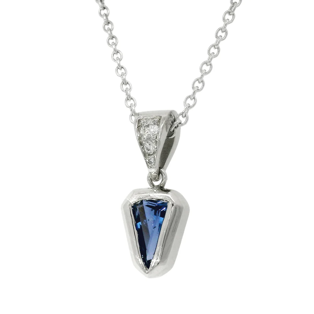 Yogo Sapphire & Diamond Necklace - "Arrow" - Image 4