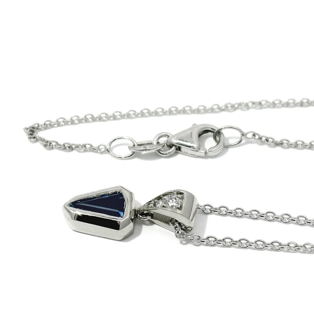Yogo Sapphire & Diamond Necklace - "Arrow" - Image 5