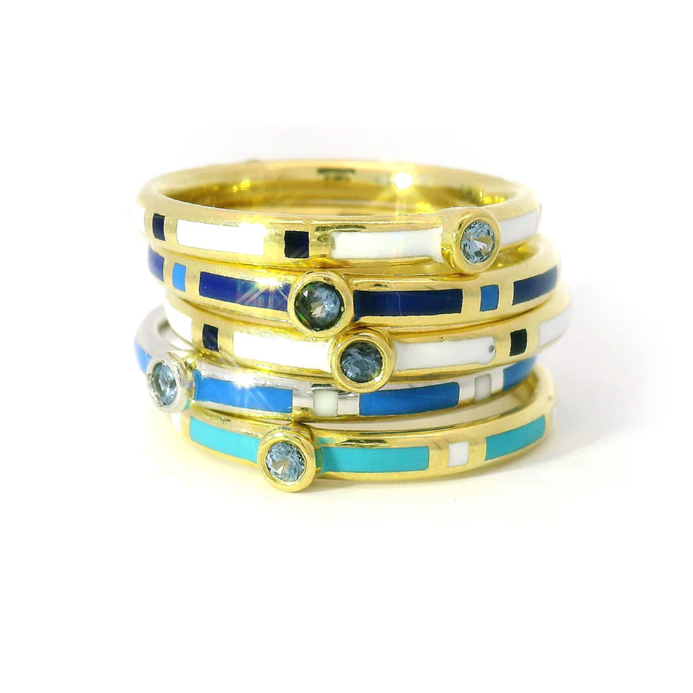 Yogo Sapphire & Enamel Band - "Rock Candy" - Image 5