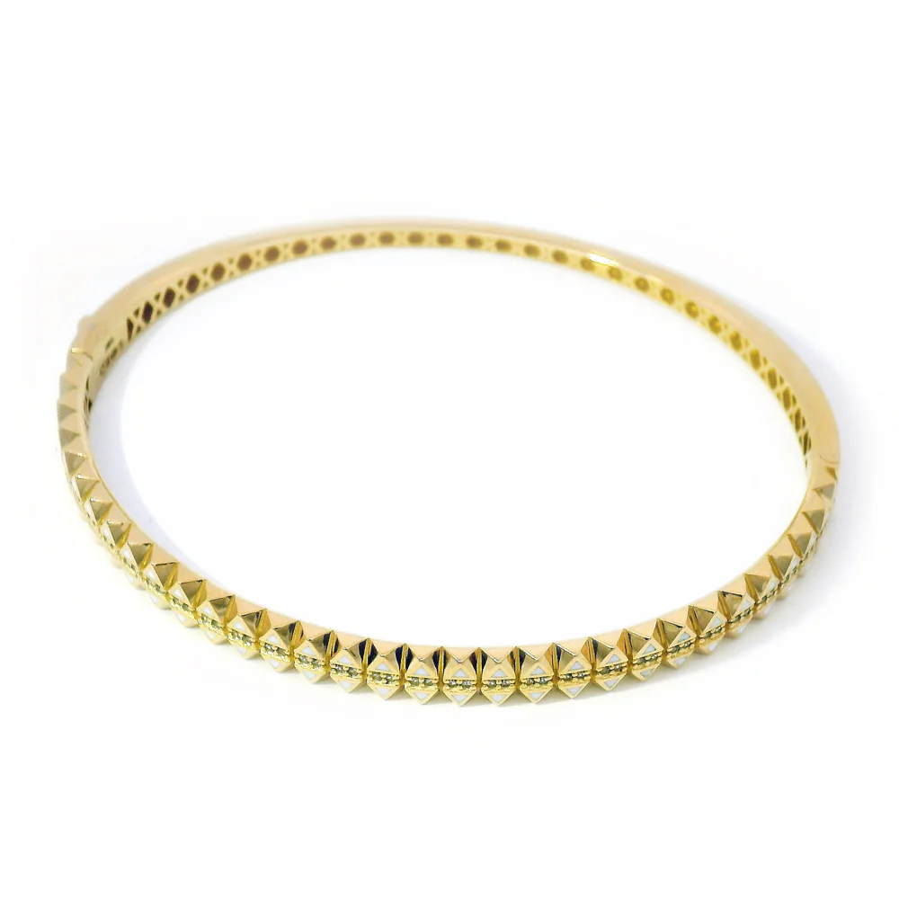 Yogo Sapphire, Enamel & Gold Hinged Bangle - "Highline" - Image 5