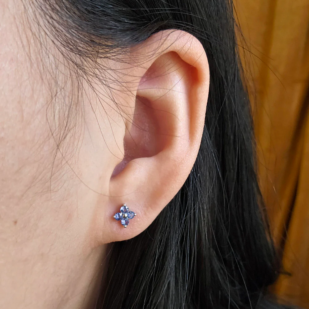 Yogo Sapphire Stud Earrings - "Clover" - Image 2