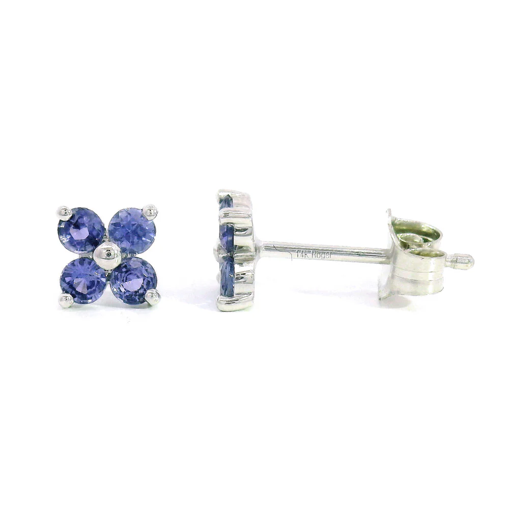 Yogo Sapphire Stud Earrings - "Clover" - Image 3